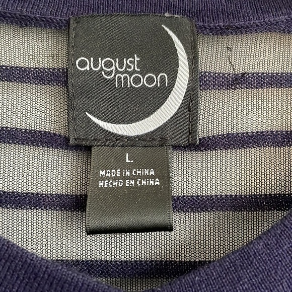 Navy Cardigan with Sheer Black Stripes at Shoulders - Picture 3 of 4